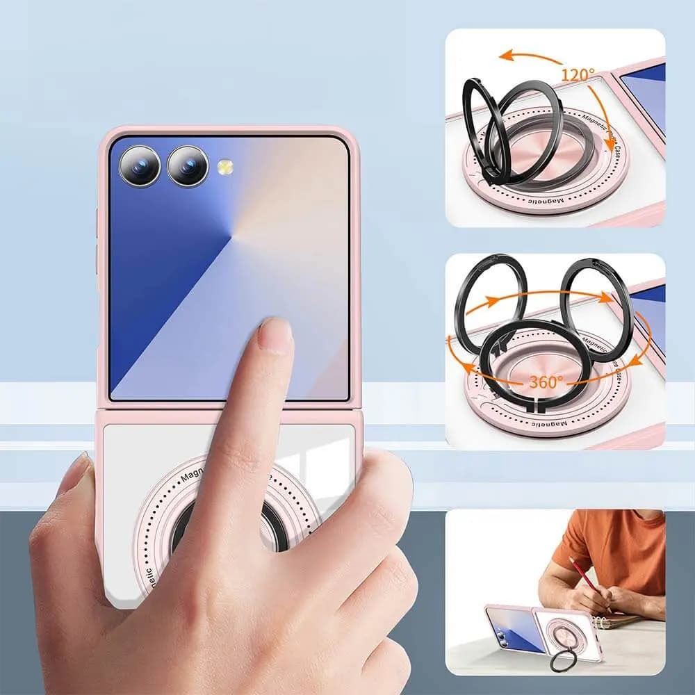 Coque de Protection Magnétique avec Bague 360° Z-FL3 Samsung Galaxy Z Flip 7 5G Rose - Vue 5