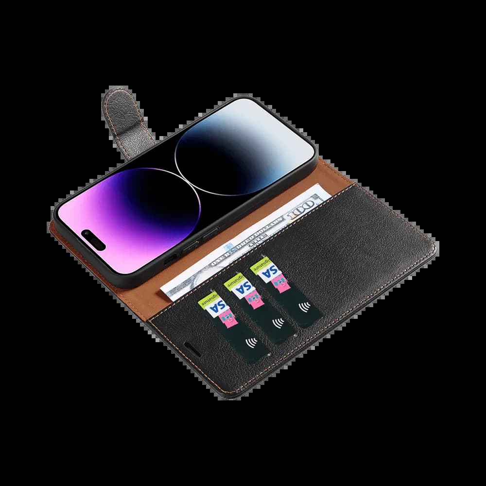 Housse folio anti-RFID iPhone 15 Pro Max – PROTECT IP011 Noir - Vue 3