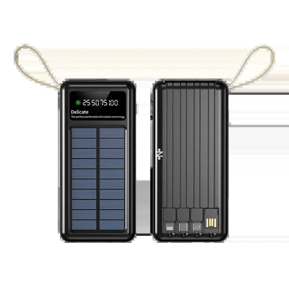 Batterie externe solaire 20000mAh avec écran digital et lampe torche – CONNECT MC-BESN02 Noir