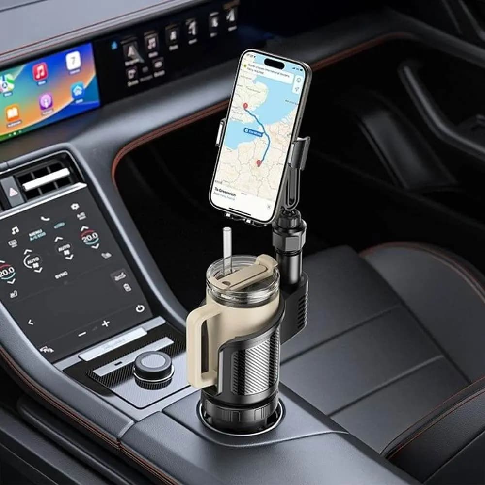 Support smartphone pour voiture avec porte gobelet Yesido C273  Noir - Vue 4