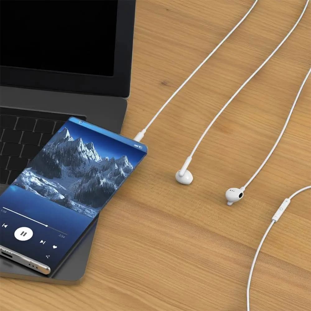 Écouteurs filaires jack 3.5mm stéréo avec micro - CONNECT Blanc - Vue 2