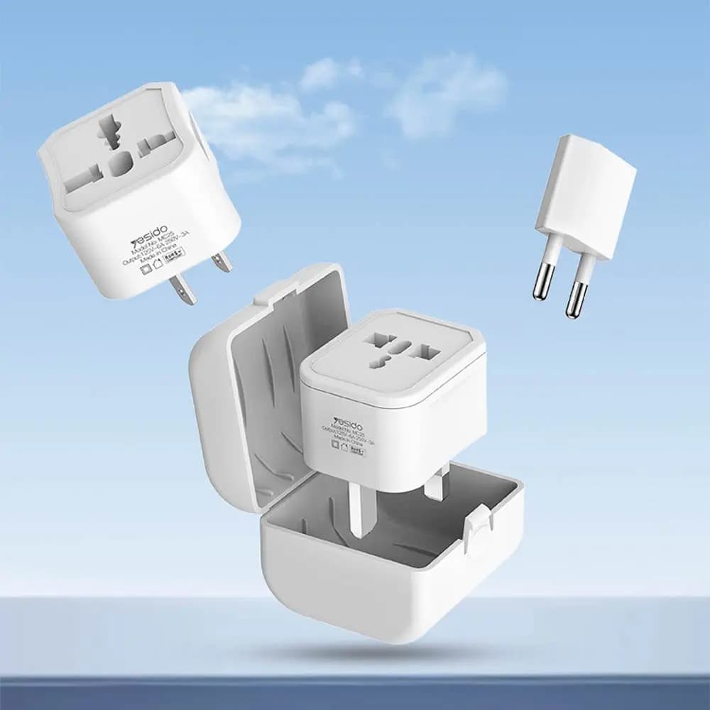 Adaptateur secteur universel 750W compact avec prises EU/UK/US/AUS – Yesido MC25 Blanc - Vue 24