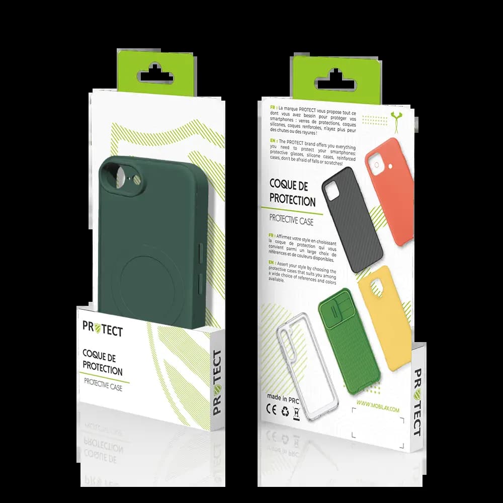 Coque MagSafe iPhone 16e / iPhone 17e antichoc et intérieur flanelle - PROTECT IZ001 Vert Foncé - Vue 3