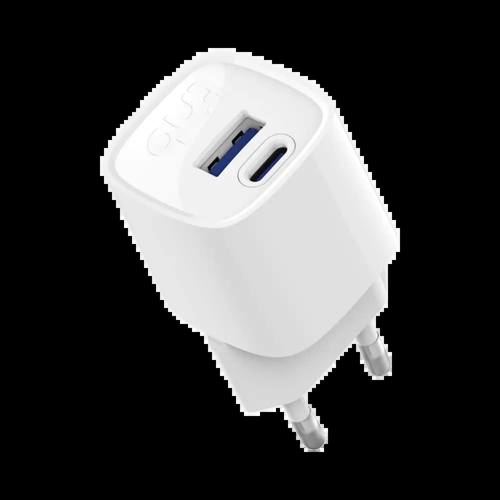 Chargeur secteur GaN 20W double sortie (USB-C + USB-A) – T'nb Blanc - Vue 3