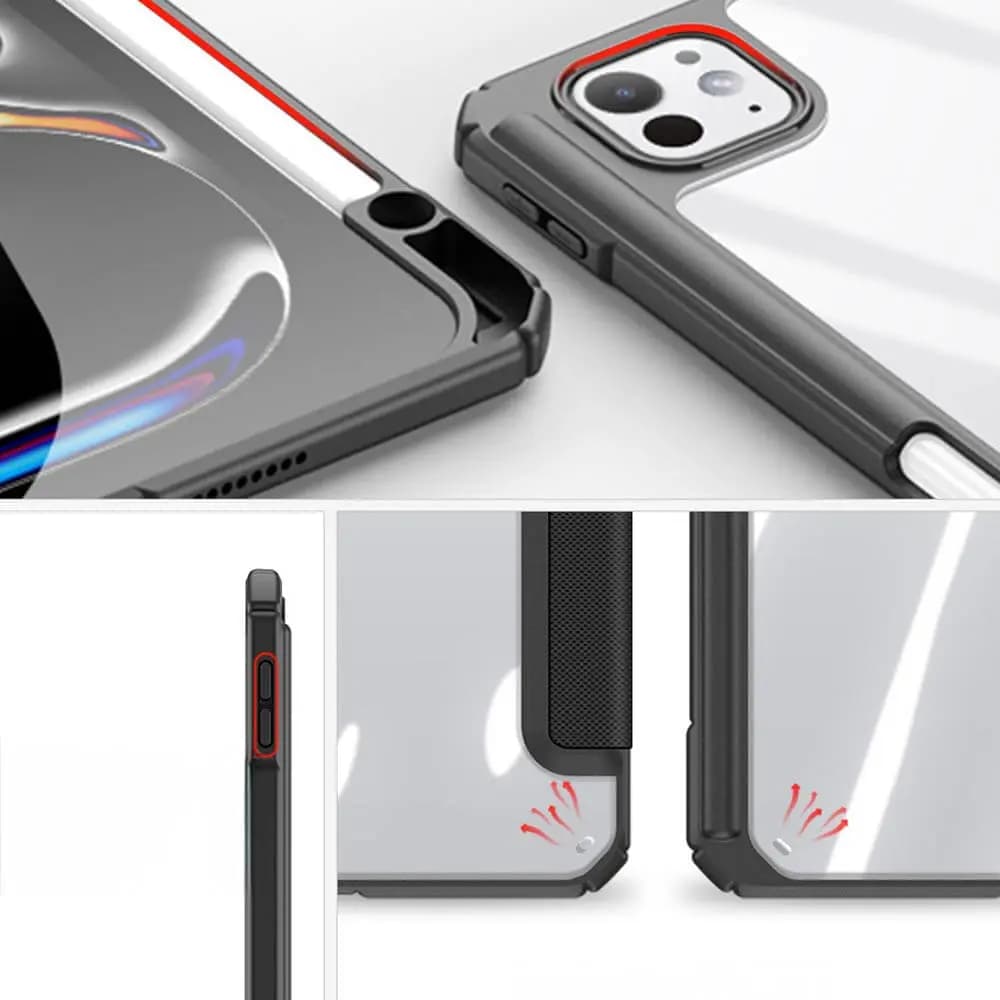 Housse folio iPad Pro 11" M4 (2024) avec dos transparent & porte-stylet - Dux Ducis Toby noir - Vue 4