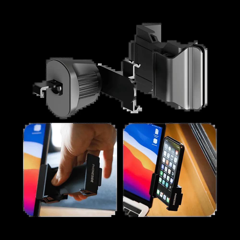 Support smartphone universel Phoneside CarClip - fixation hybride voiture et écran PC - Vue 4