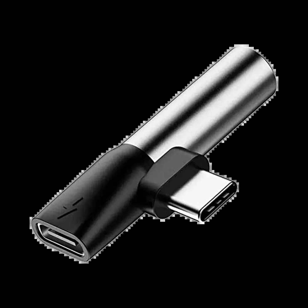 Adaptateur Convertisseur Baseus L41 Type C Mâle à Type C Femelle + 3.5mm Femelle Argent - Vue 2