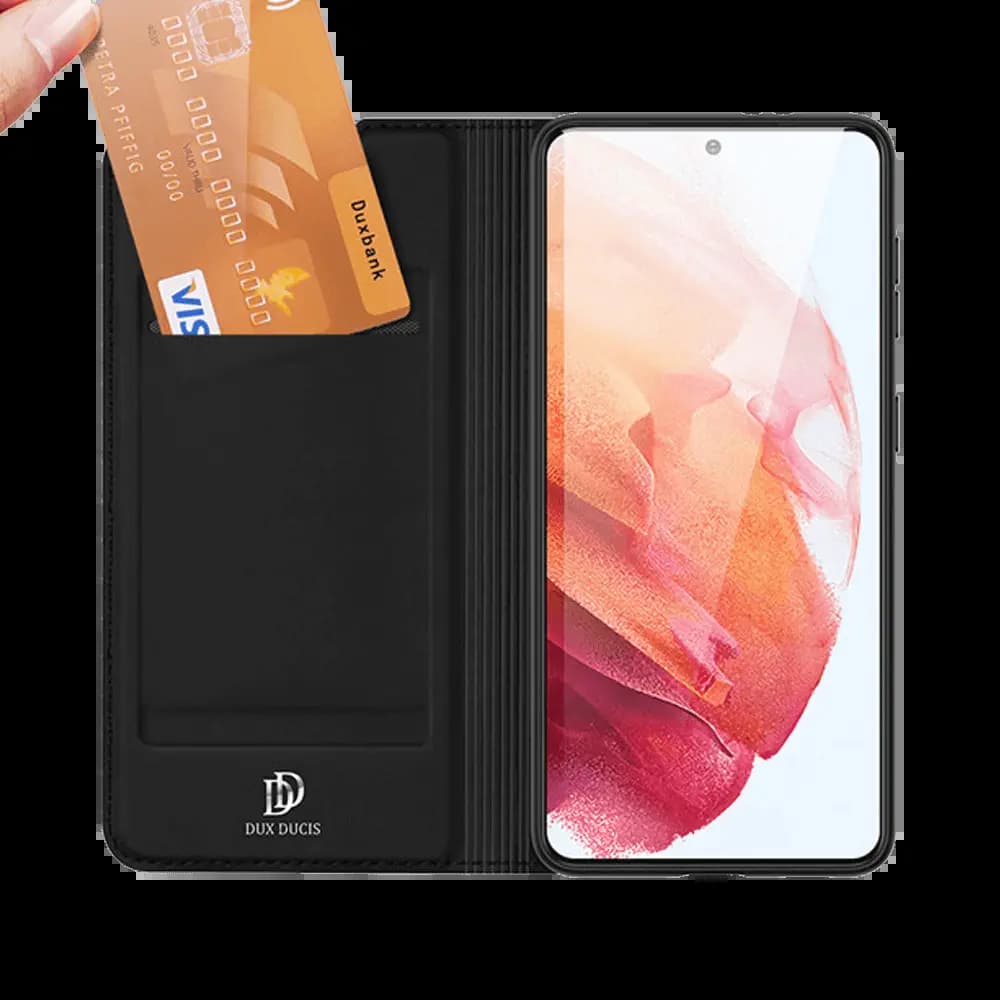 Housse folio Samsung Galaxy S21 porte-carte – Dux Ducis Skin Pro Noir - Vue 2