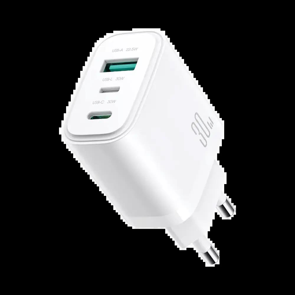 Chargeur secteur rapide GaN 30W triple sortie (USB-C + USB-A + Lightning) – JOYROOM JR-TG6 Blanc - Vue 14