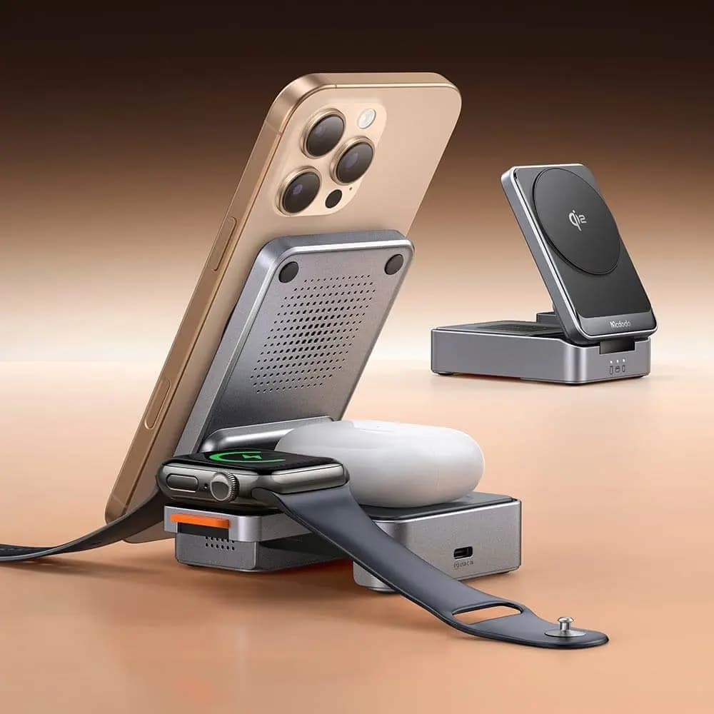 Station de charge 3-en-1 recharge Qi2 rapide & pliable - Mcdodo CH-5190 Noir - Vue 4