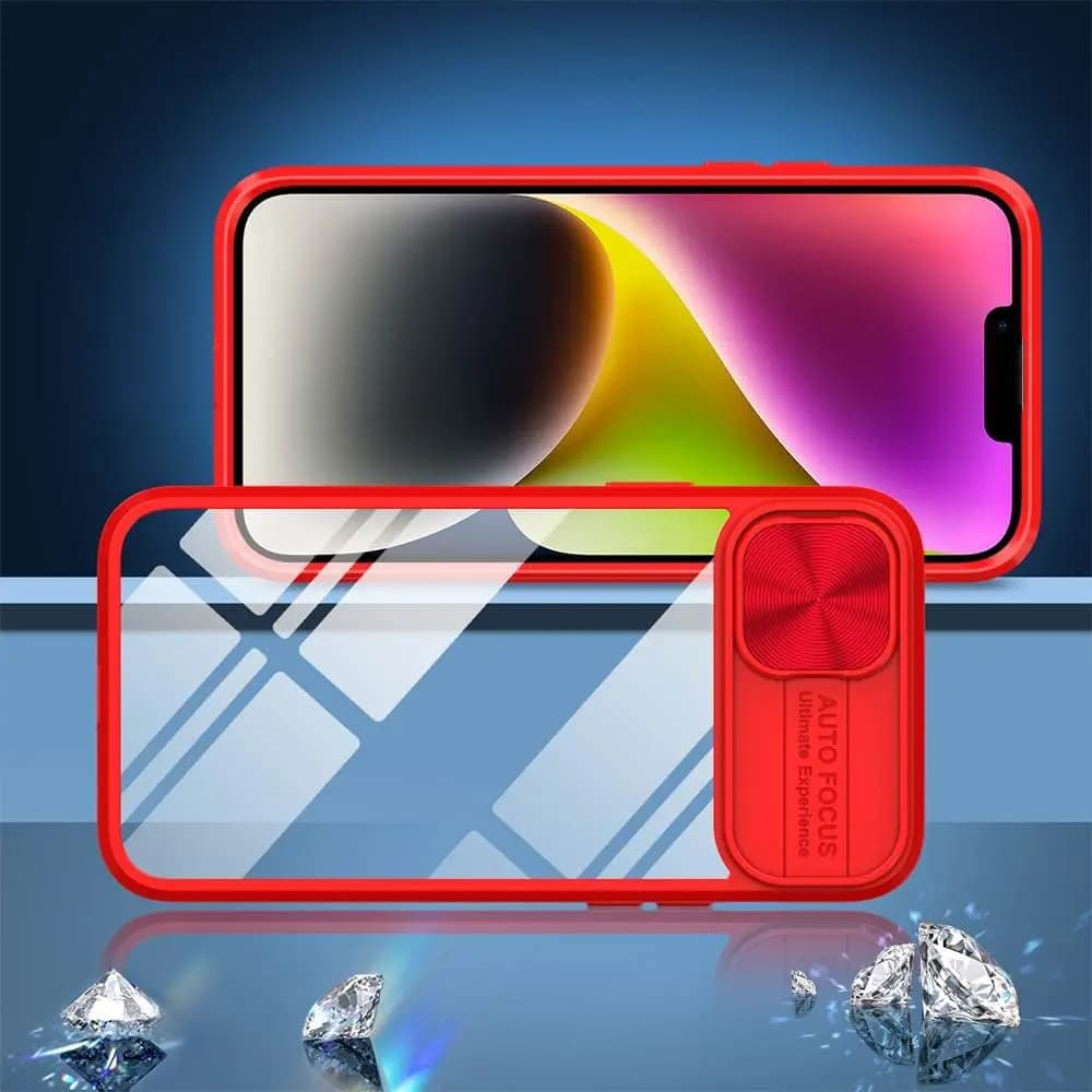 Coque avec cache caméra iPhone 14 Plus – PROTECT IE027 Rouge  - Vue 2