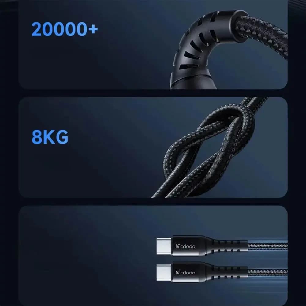 Câble Data USB-C vers USB-C Mcdodo 60W (1m) Noir - Vue 5