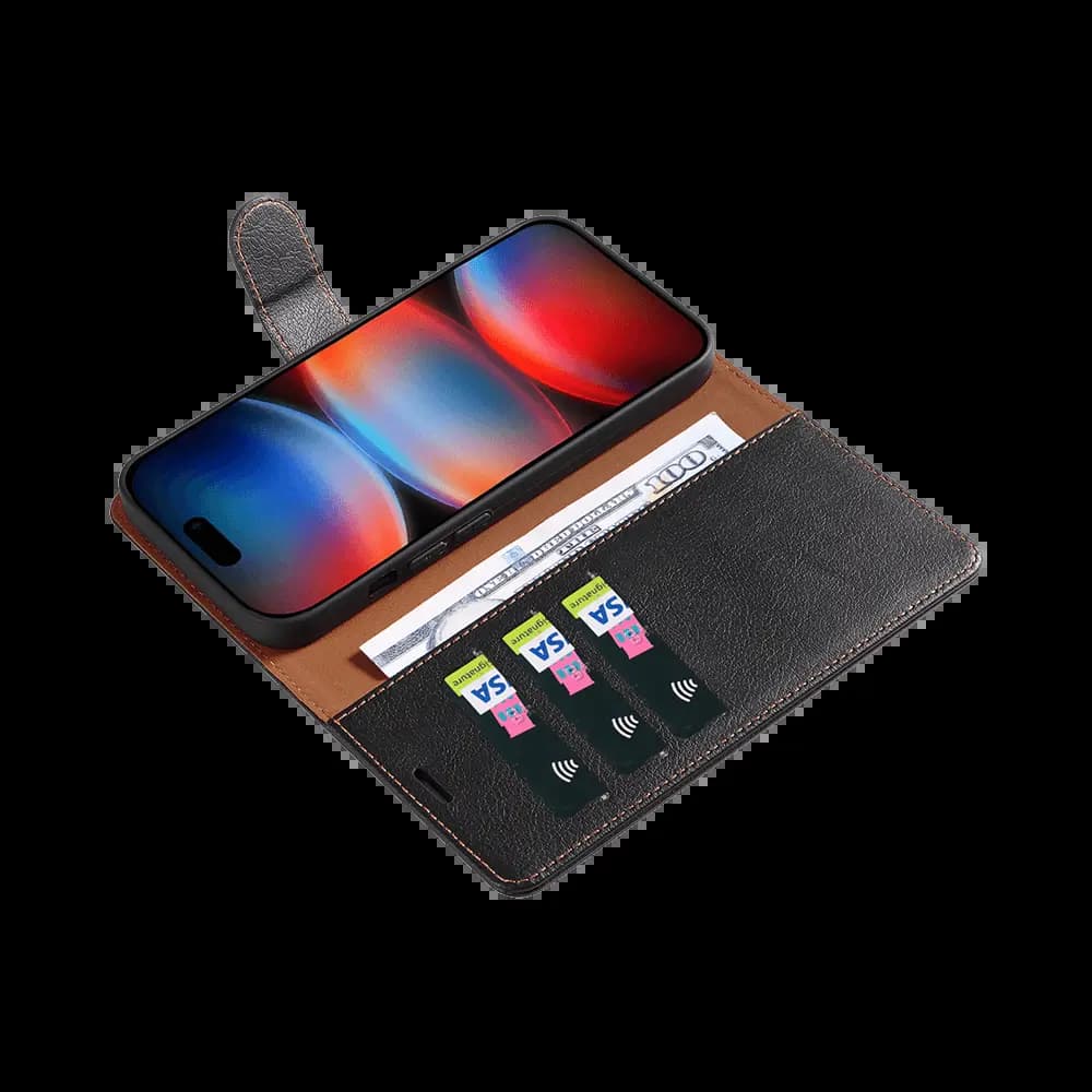 Housse folio anti-RFID iPhone 17 Pro – PROTECT IP011 Noir - Vue 3