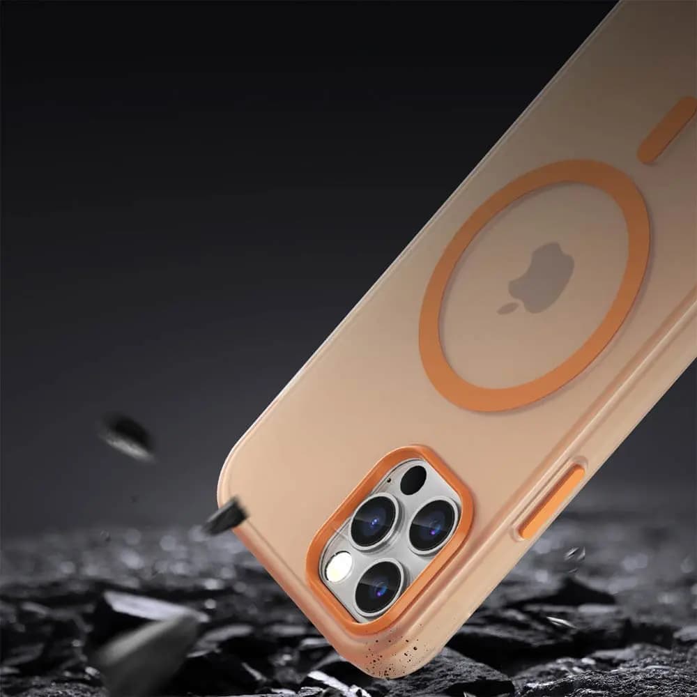 Coque MagSafe bi-matière – compatible iPhone 12 / 12 Pro – PROTECT MF-006 Orange - Vue 4