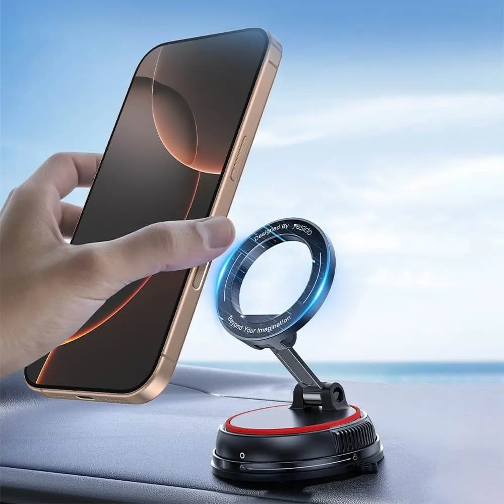 Support smartphone magnétique pour voiture fixation par ventouse Yesido C219 Noir - Vue 3
