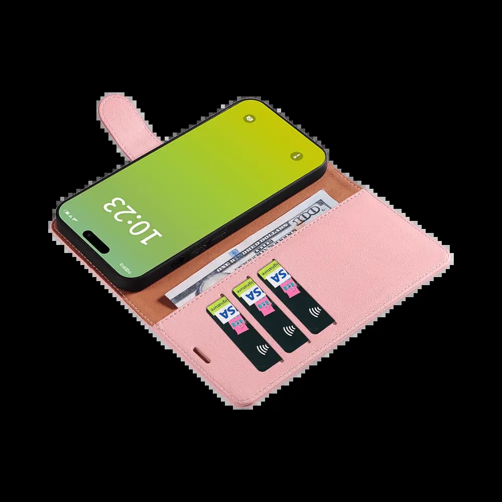 Housse folio anti-RFID iPhone 15 Plus – PROTECT IP011 Rose - Vue 3