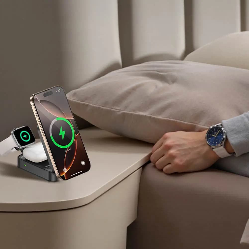 Support de Charge Sans Fil pour Smartphone Yesido 3 en 1 Noir - Vue 4