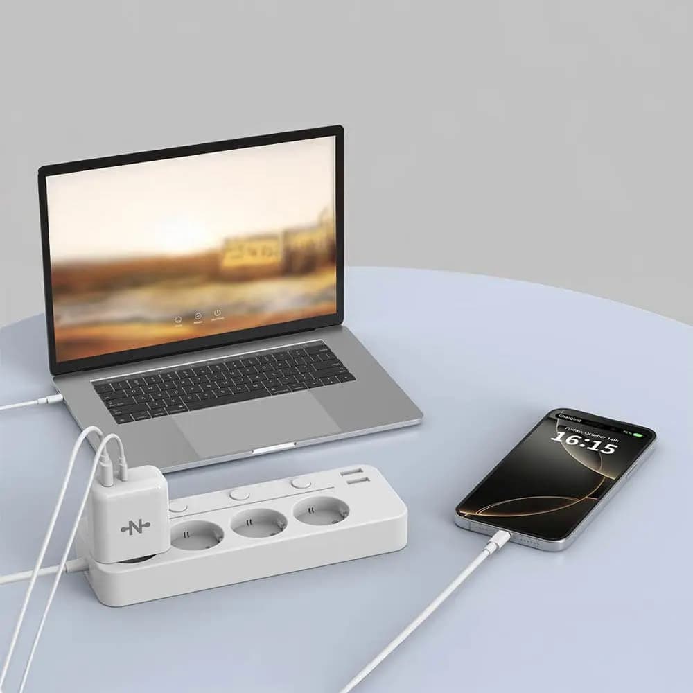 Chargeur secteur GaN 45W 2 ports (USB-C + USB-A) – CONNECT Blanc - Vue 2