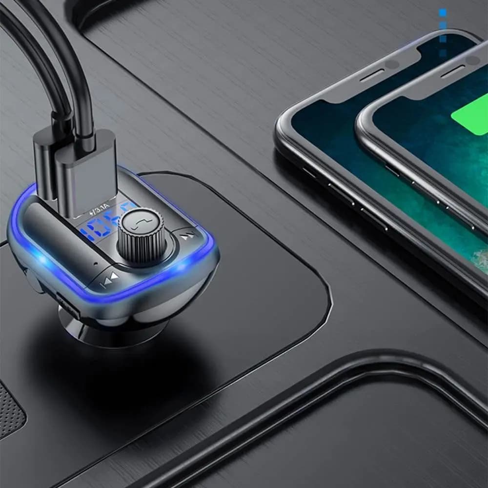 Transmetteur FM Bluetooth & Chargeur Voiture Yesido - Vue 4