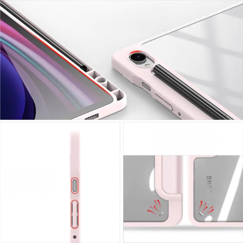 Housse folio Samsung Galaxy Tab S9 avec dos transparent & porte-stylet - Dux Ducis Toby Rose - Vue 4