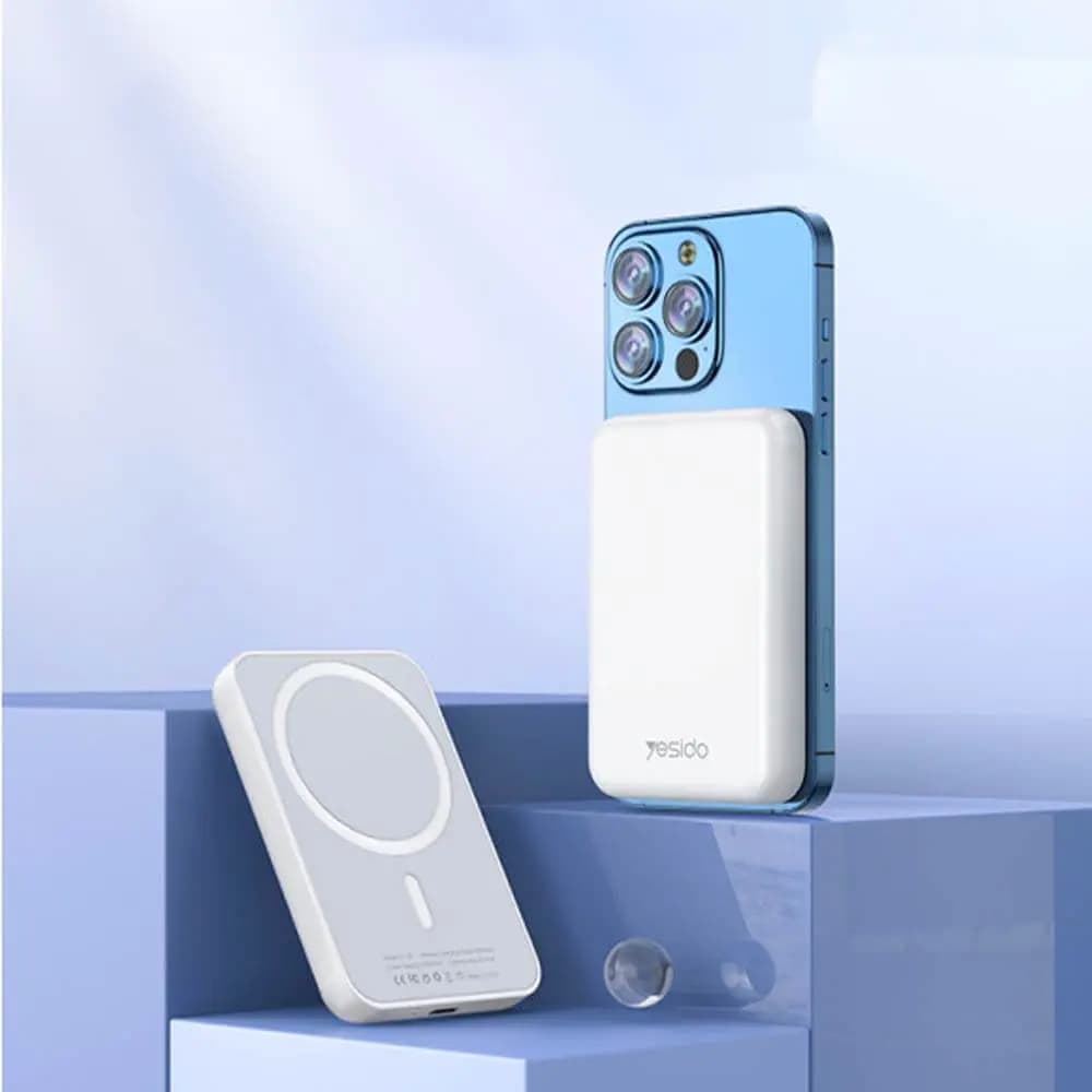 Batterie externe 5000mAh MagSafe compacte avec indicateur LED – Yesido YP29 Blanc - Vue 5