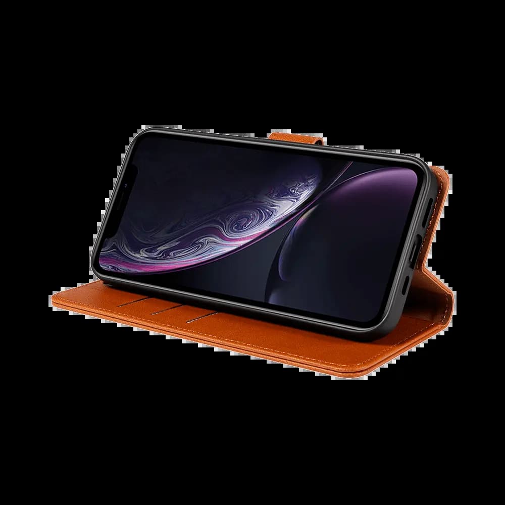 Housse folio anti-RFID iPhone XR – PROTECT IP011 Marron - Vue 3