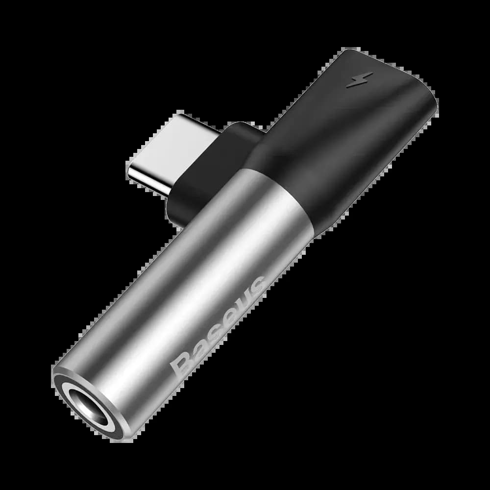 Adaptateur Convertisseur Baseus L41 Type C Mâle à Type C Femelle + 3.5mm Femelle Argent