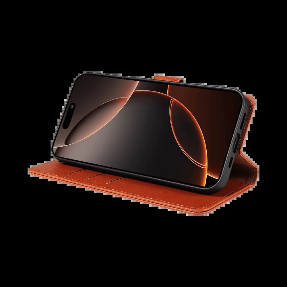 Housse folio anti-RFID iPhone 16 Pro Max – PROTECT IP011 Marron - Vue 5