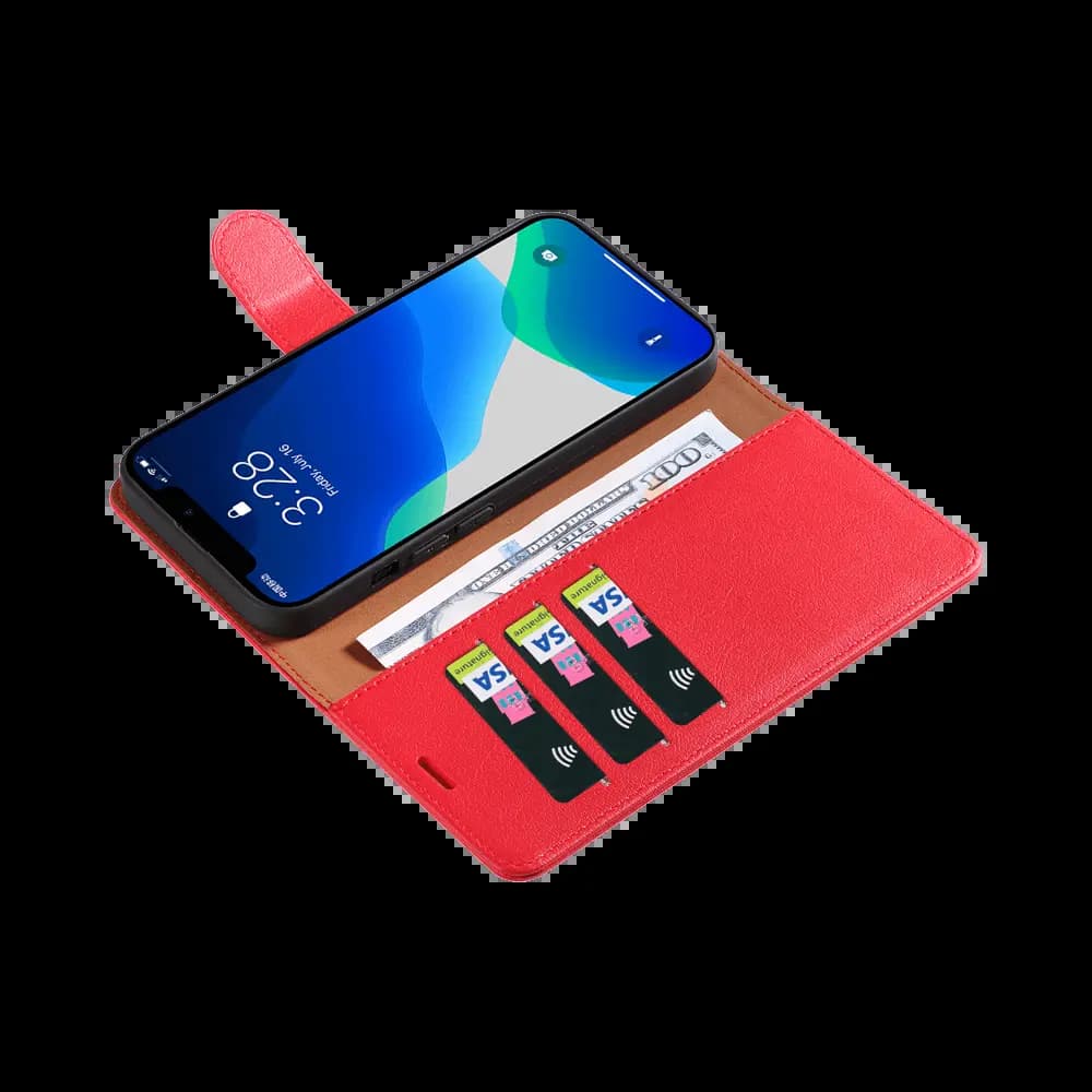 Housse folio anti-RFID iPhone 13 – PROTECT IP011 Rouge - Vue 3