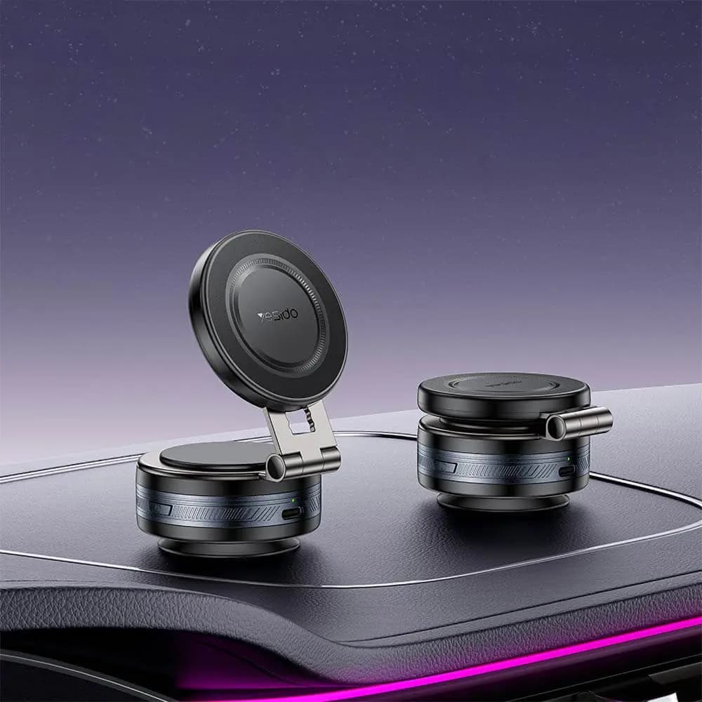 Support Smartphone Magnétique pour Voiture Yesido Rotation 360° Noir - Vue 2