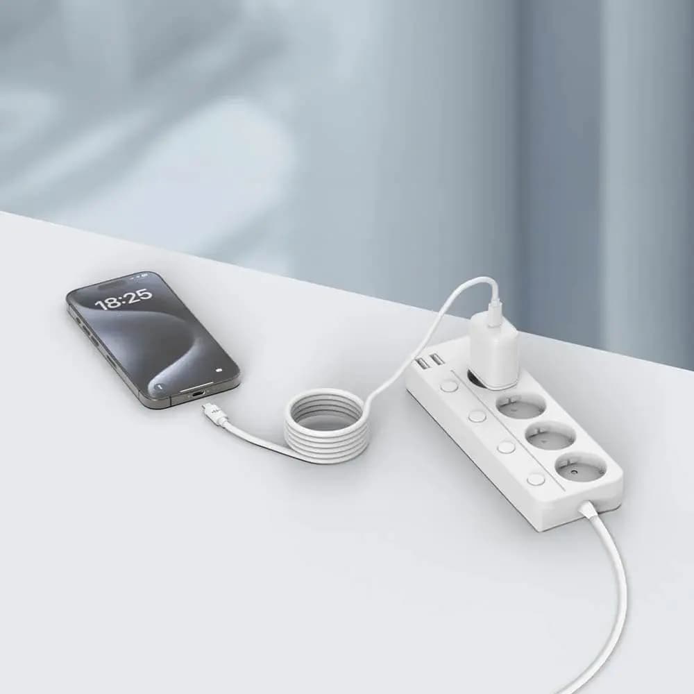 Câble Data USB-C vers USB-C CONNECT 60W Magnétique (1m) Blanc - Vue 2