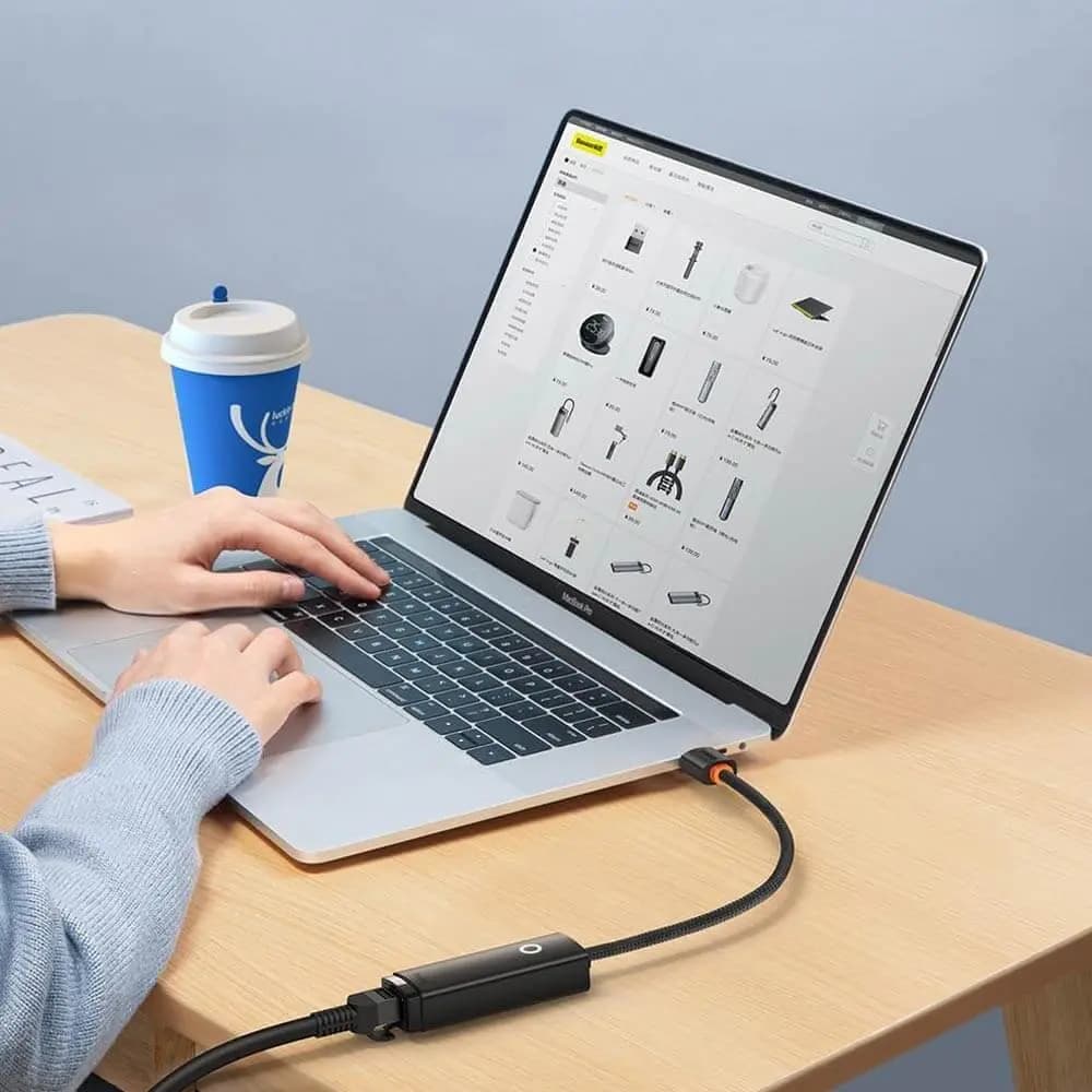 Adaptateur USB-C vers Ethernet RJ45 1000Mbps - Baseus Noir - Vue 5