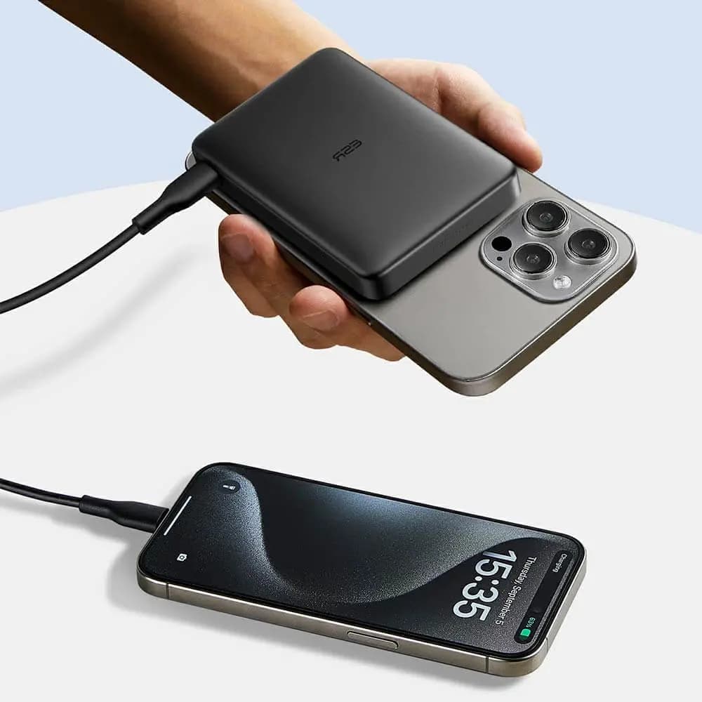 Batterie externe sans fil 15W magnétique 5000mAh charge rapide – ESR MagSlim Noir - Vue 3