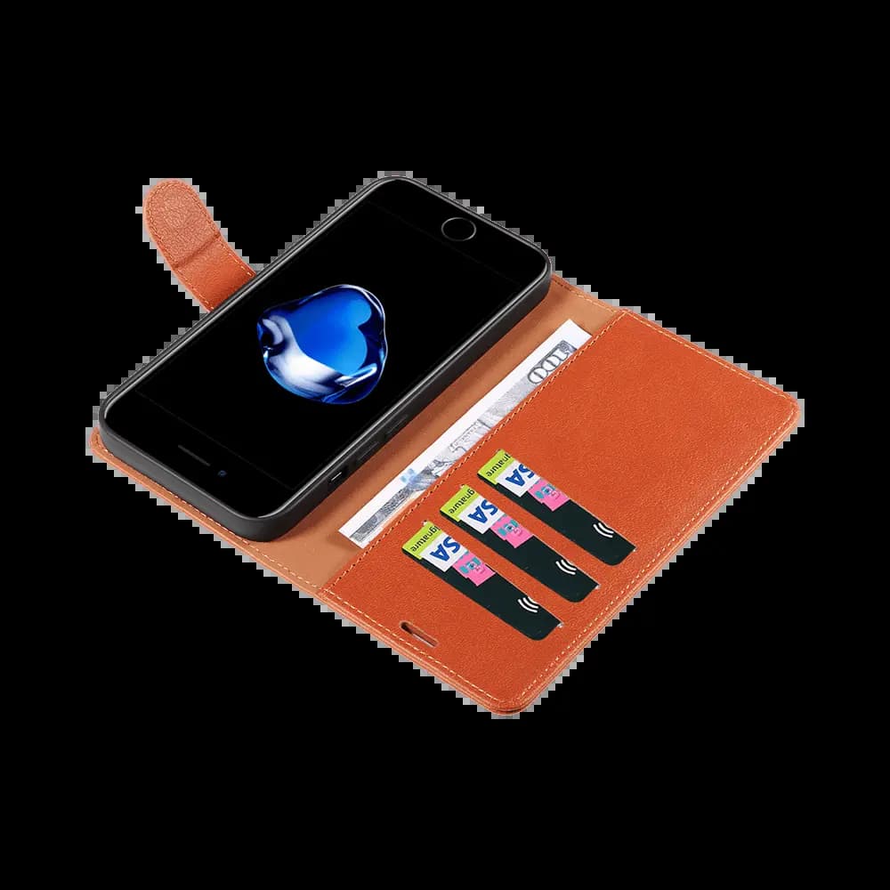 Housse folio anti-RFID iPhone 7 / 8 / SE – PROTECT IP011 Marron - Vue 3