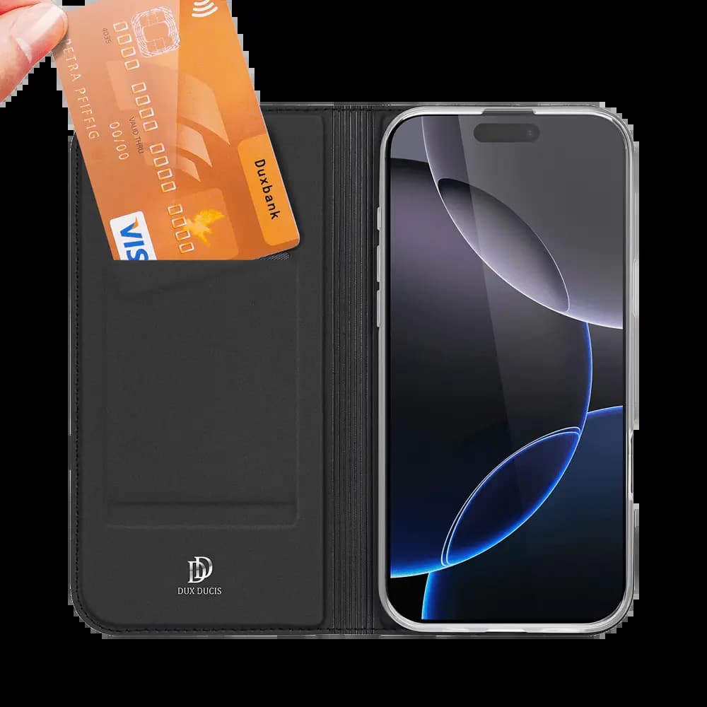 Housse folio iPhone 16 Pro porte-carte – Dux Ducis Skin Pro Bleu - Vue 2