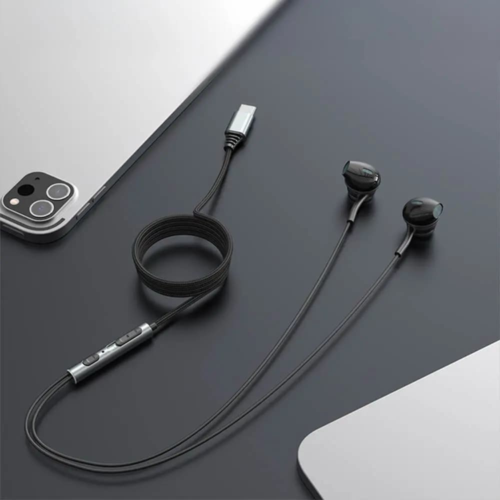 Écouteurs filaires USB-C avec micro & télécommande - Yesido YH41 Noir - Vue 6