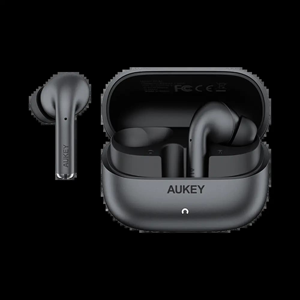 Écouteurs sans fil Aukey ANC hybride avec réduction de bruit active - Argent Métallique