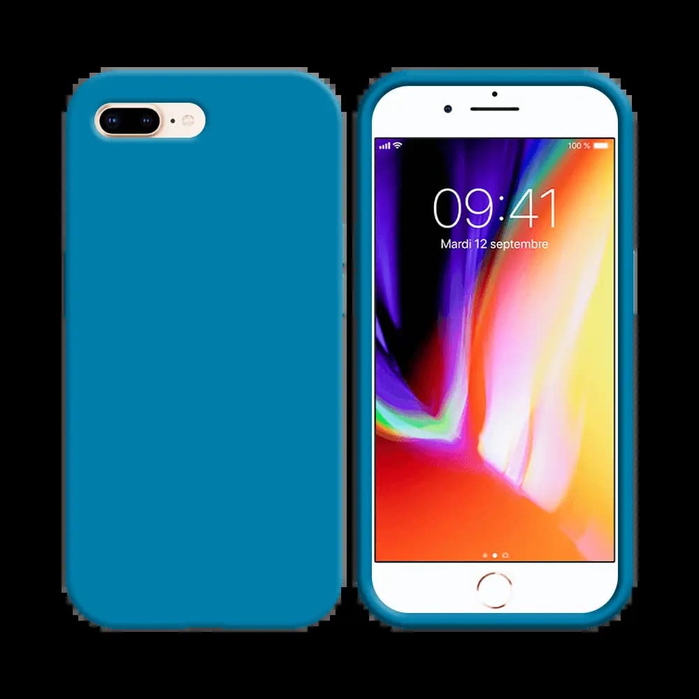 Coque Silicone Compatible pour Apple iPhone 7+ & 8+ Bleu Ciel