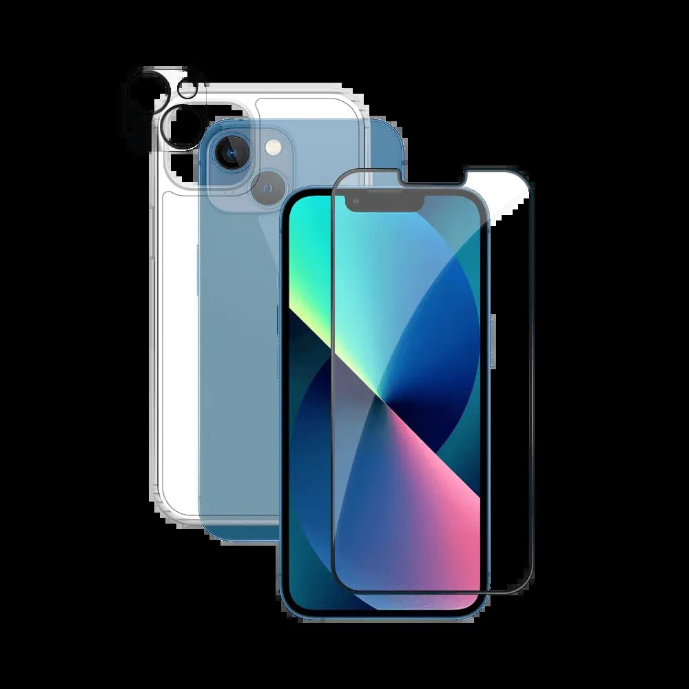 Pack de Protection Coque + Protection Lentille + Verre Trempé PROTECT pour Apple iPhone 13 Mini Transparent
