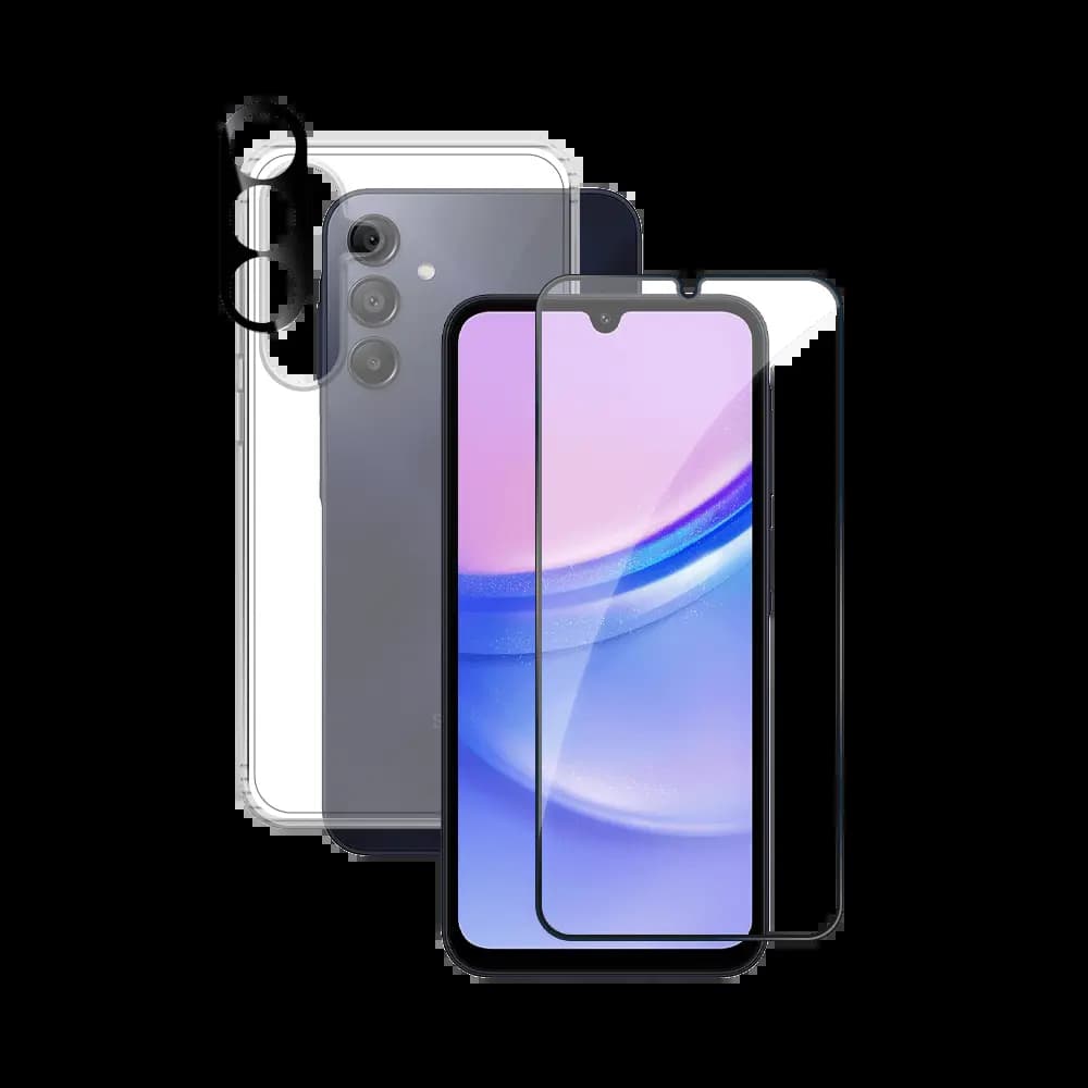 Pack de Protection Coque + Protection Lentille + Verre Trempé PROTECT pour Samsung Galaxy A15 Transparent