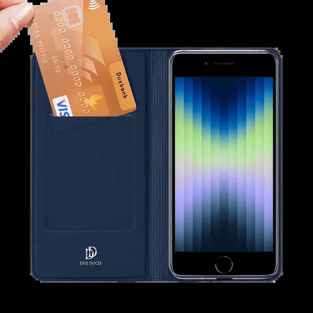 Housse folio iPhone 7 / 8 / SE (2nd Gen) (3e Gen) porte-carte – Dux Ducis Skin Pro Bleu