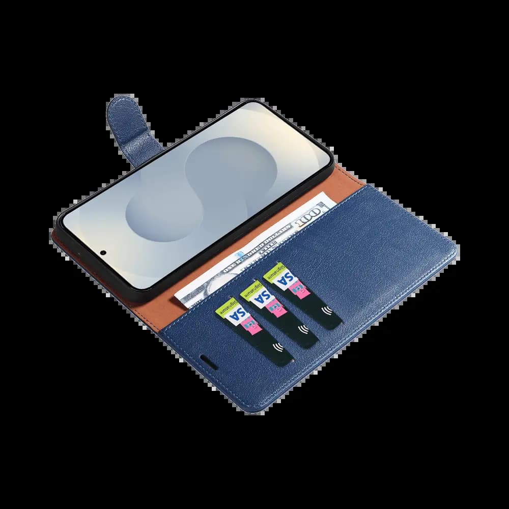 Housse folio anti-RFID Samsung Galaxy S25 – PROTECT IP011 Bleu Marine