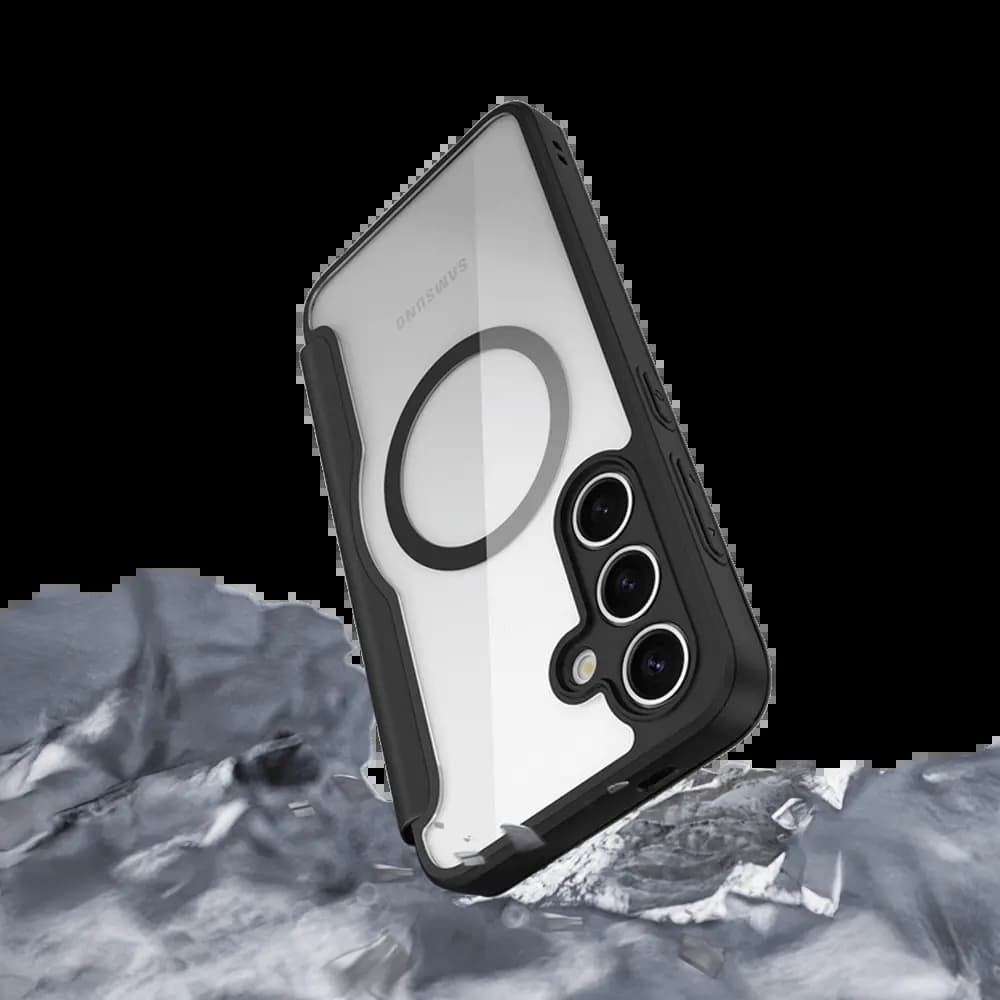 Housse folio MagSafe avec support + blocage RFID Samsung Galaxy S24 5G – Dux Ducis Skin X Pro Bleu