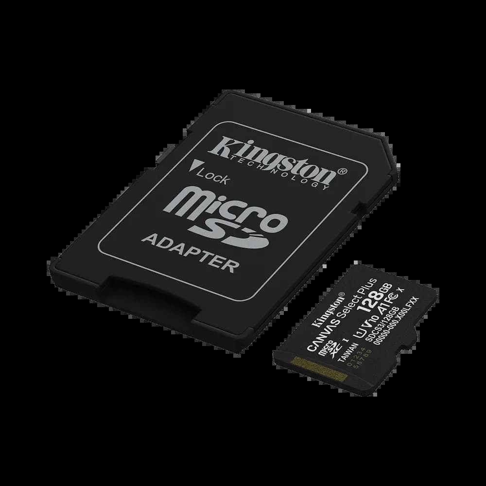 Carte Mémoire Kingston microSDXC (128Go) Canvas Select Plus 150MB/s +Adaptateur - SDCS3/128GB