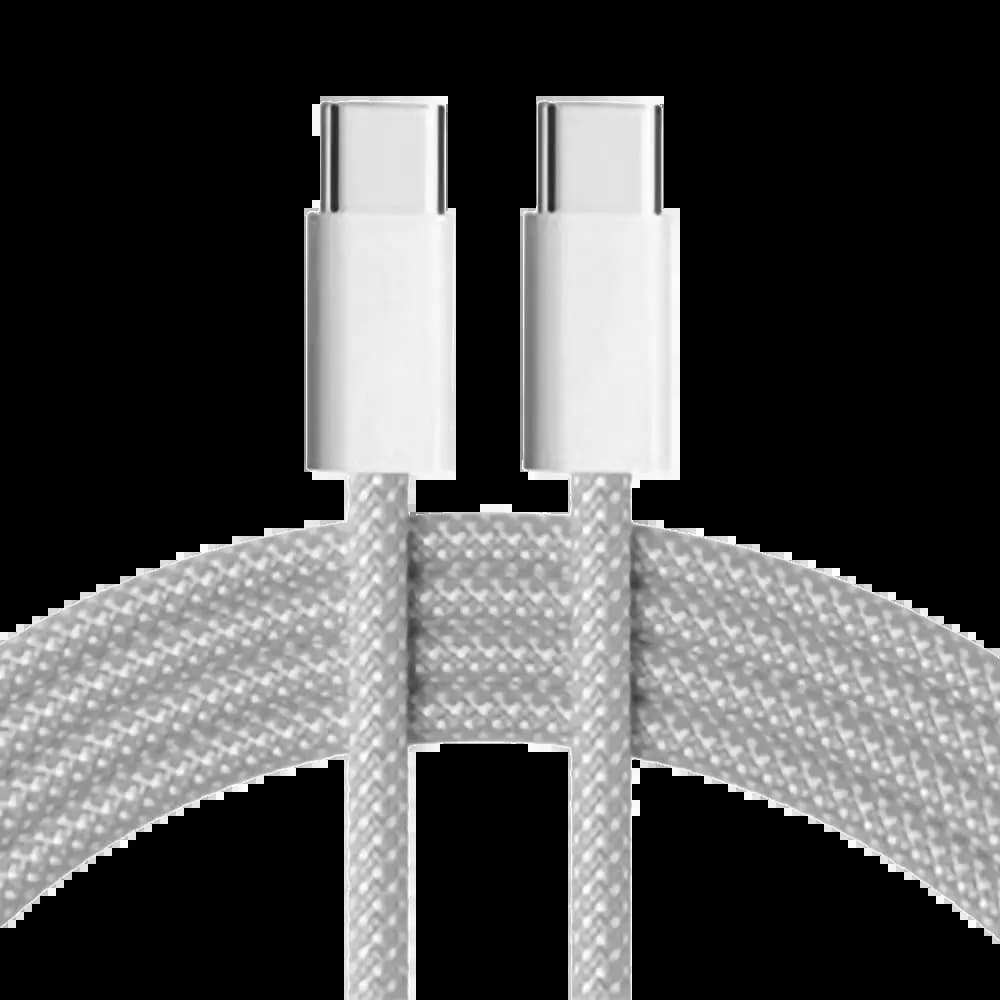 Câble de charge USB-C vers USB-C 60W 1m nylon tressé – d-power F8005 Blanc