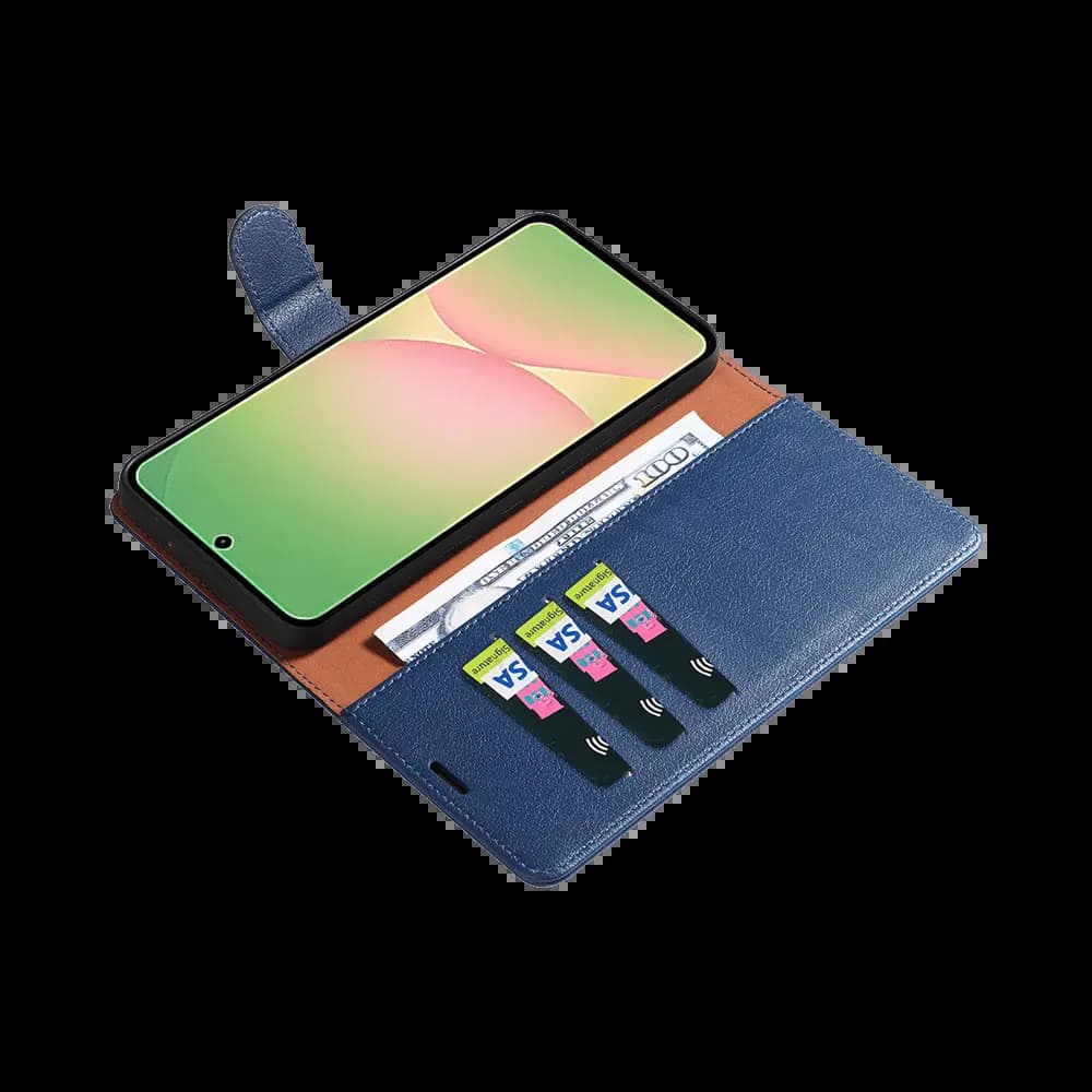 Housse folio anti-RFID Samsung Galaxy A57 5G – PROTECT IP011 Bleu Marine