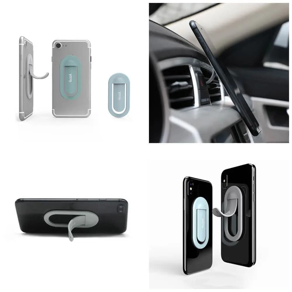 Support smartphone en silicone fscool M1 Plus - fixation multi-surfaces bureau et voiture Bleu