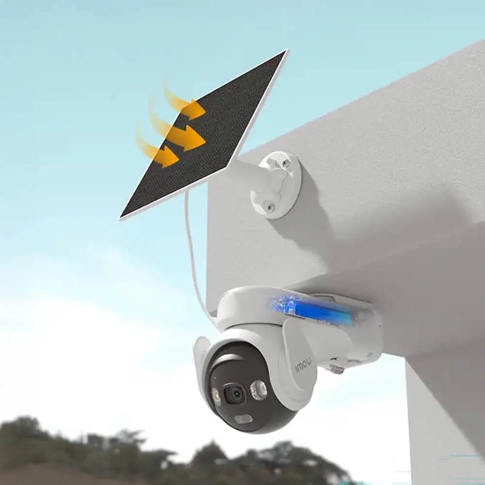 Caméra de Surveillance Sans Fil pour Extérieur avec IA Imou AOV PT 5MP 3K Wi-Fi + 4G avec Batterie 10000mAh et Panneau Solaire Blanc