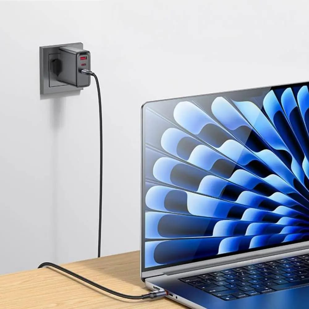 Câble de charge USB-C vers USB-C 240W 1.2m nylon tressé – Yesido Noir