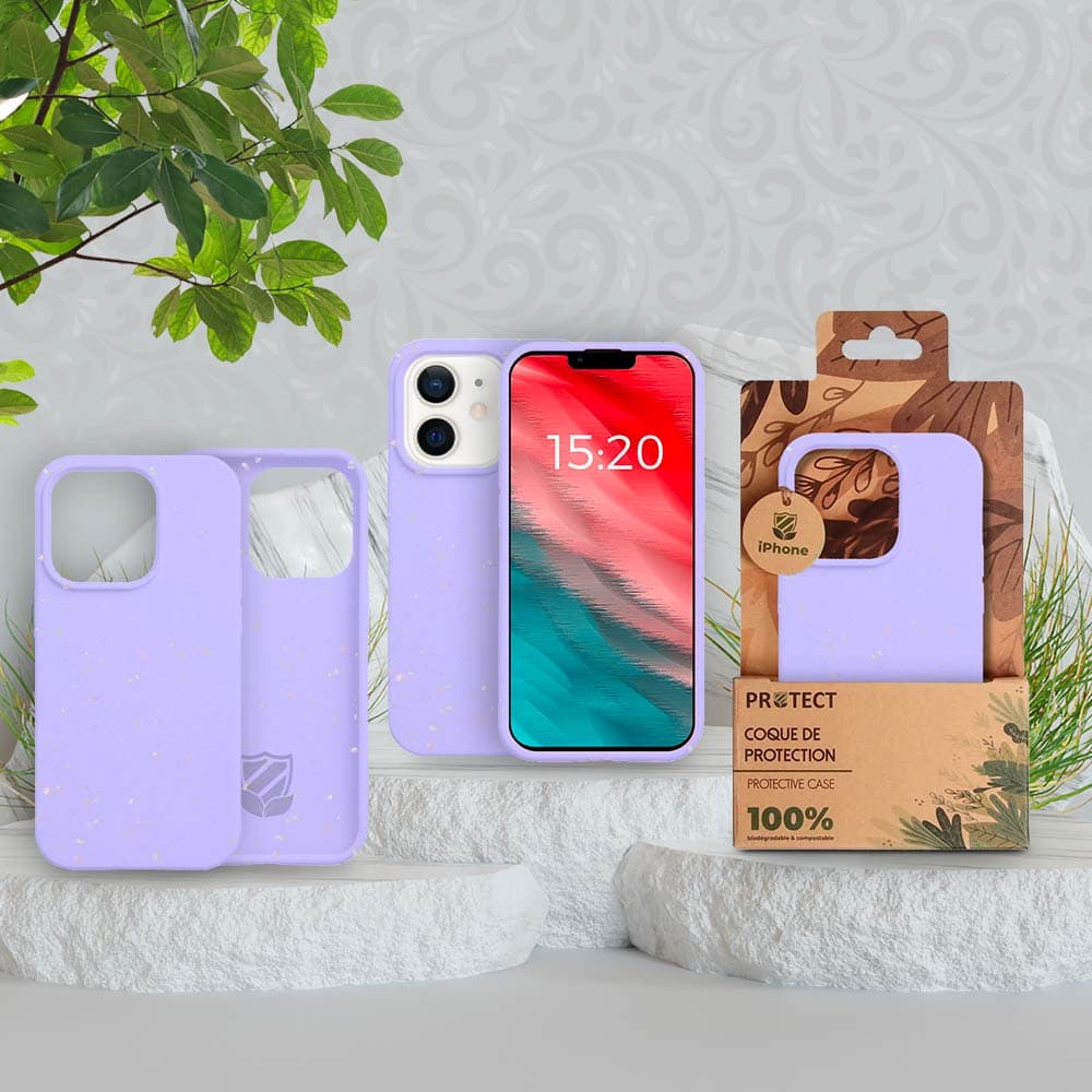 Coque Bambou Biodégradable PROTECT pour Apple iPhone 12 Mini Violet Clair